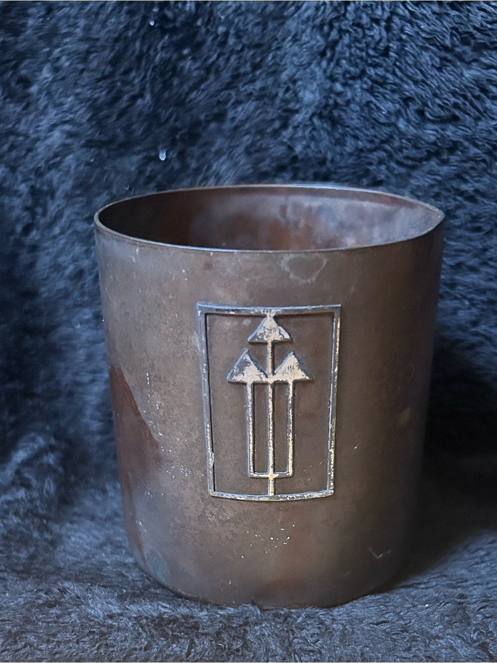 Antique Heintz Art Metal Shop Sterling on Bronze Desk Cup Vase